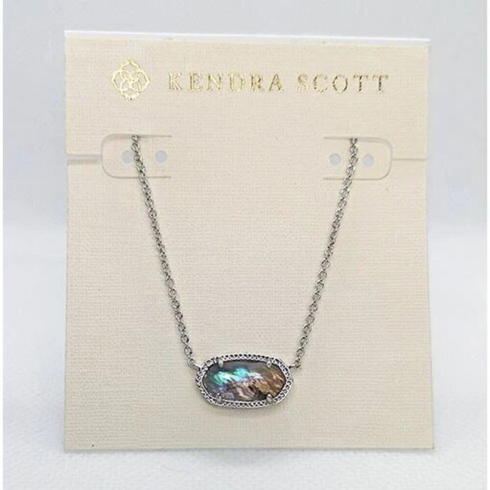 Kendra Scott Elisa Pendant Silver Necklace In Abalone Shell